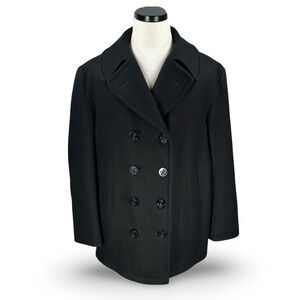 Sterlingwear Peacoat Men’s 44R Navy Blue Wool Quilted Lined Double Breasted